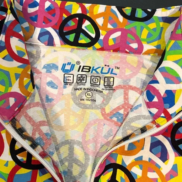 IBKUL Multicolor Peace Sign Long Sleeve Top - Picture 2 of 4